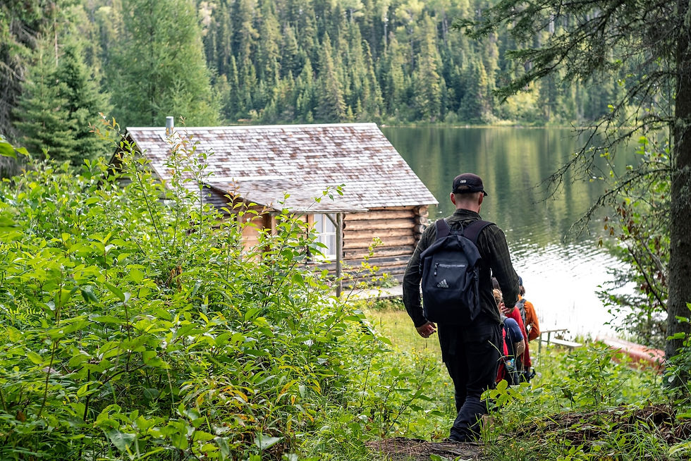 Hikers on their way to Grey Owl's cabin.