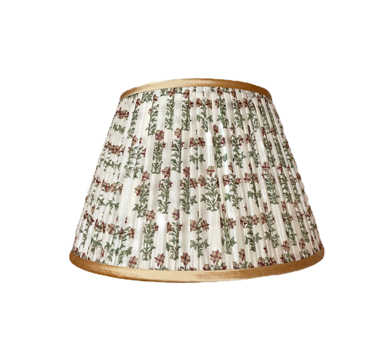 Floral Gathered Lampshade 14" with gold silk trim