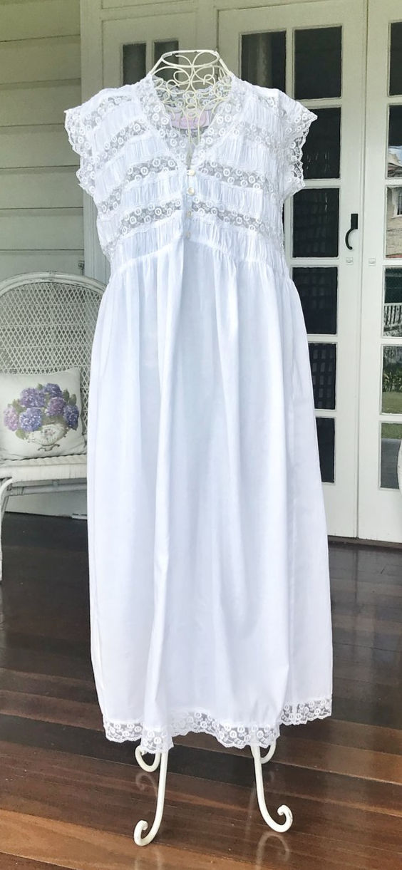 Thumbnail: Heirloom Lace Nightdress, Size Small