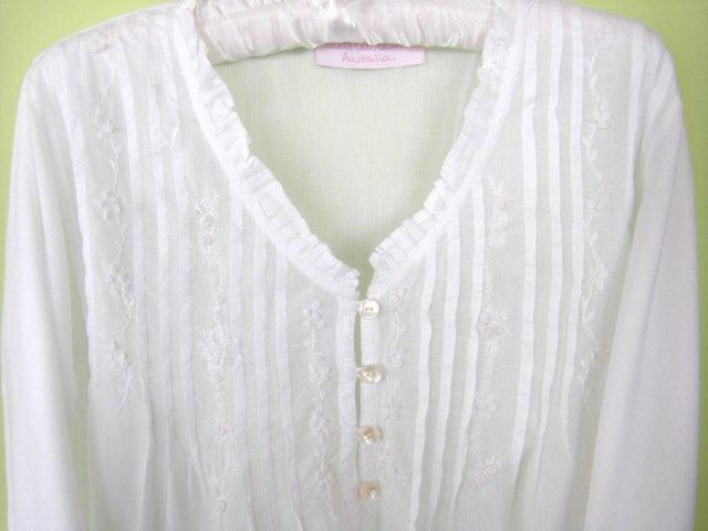 Thumbnail: The Antoinette White Nightdress with Three Quarter Sleeves