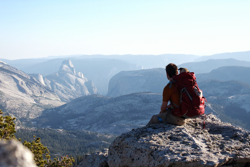 Mack & I checking out the view of Half Dome from Tenaya Peak.