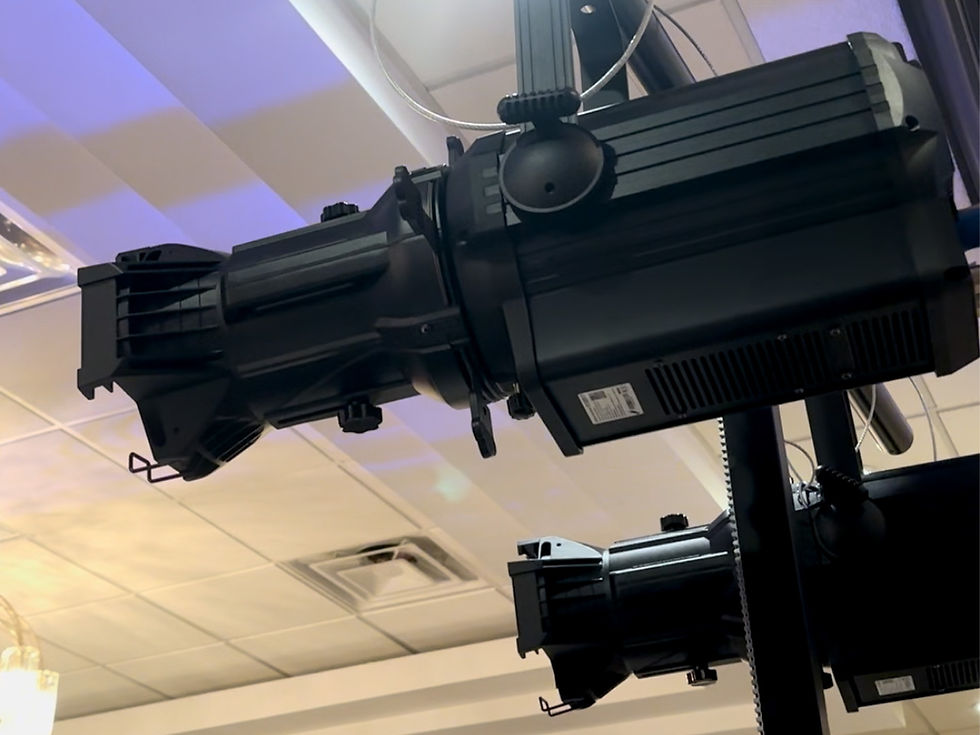 Mounted LED profile spotlight (Leko) fixture for stage and event lighting.