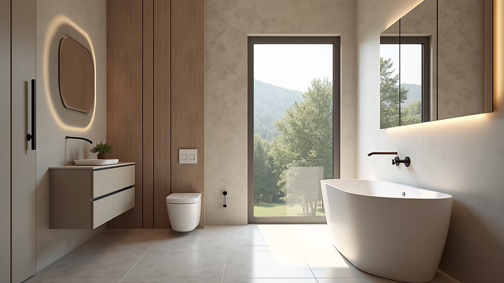 Vista ravvicinata di un bagno ristrutturato con impianti moderni