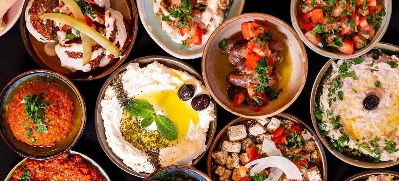 Delicious Lebanese food spread