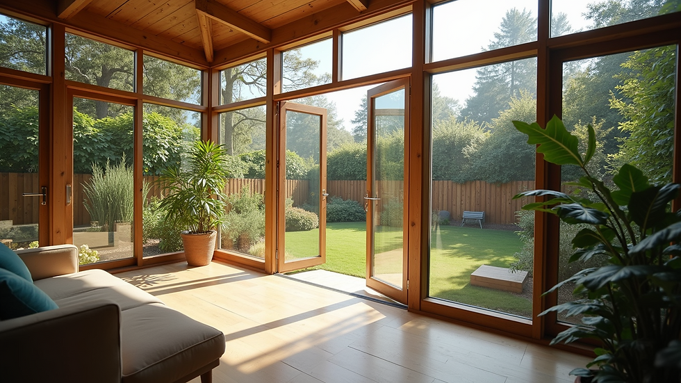 High angle view of a conservatory installation in progress