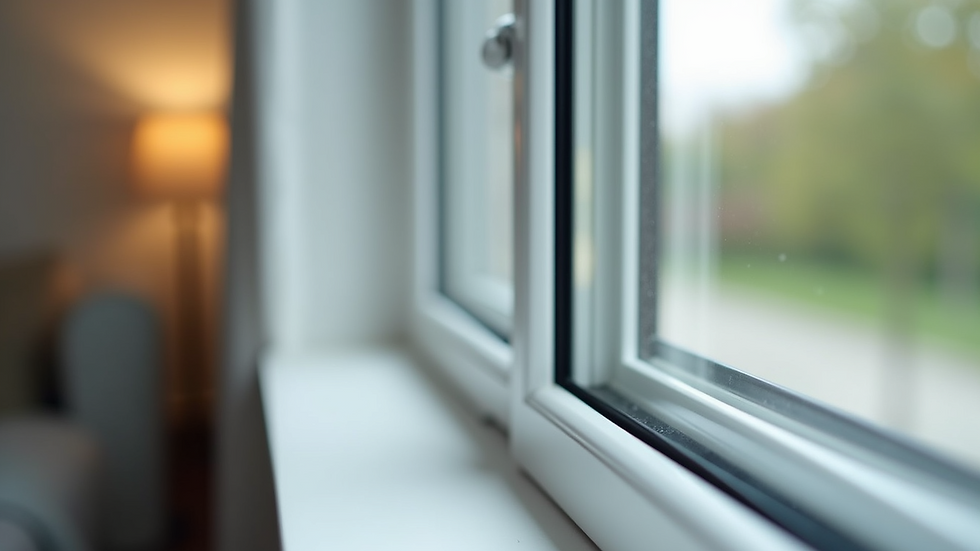 Close-up view of uPVC window frame showing insulation properties