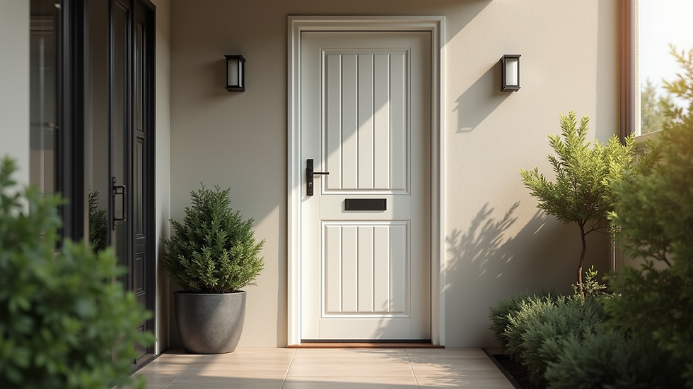 High angle view of a securely installed composite door