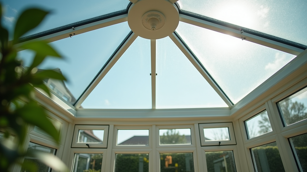 Close-up view of conservatory roof with double-glazed panels