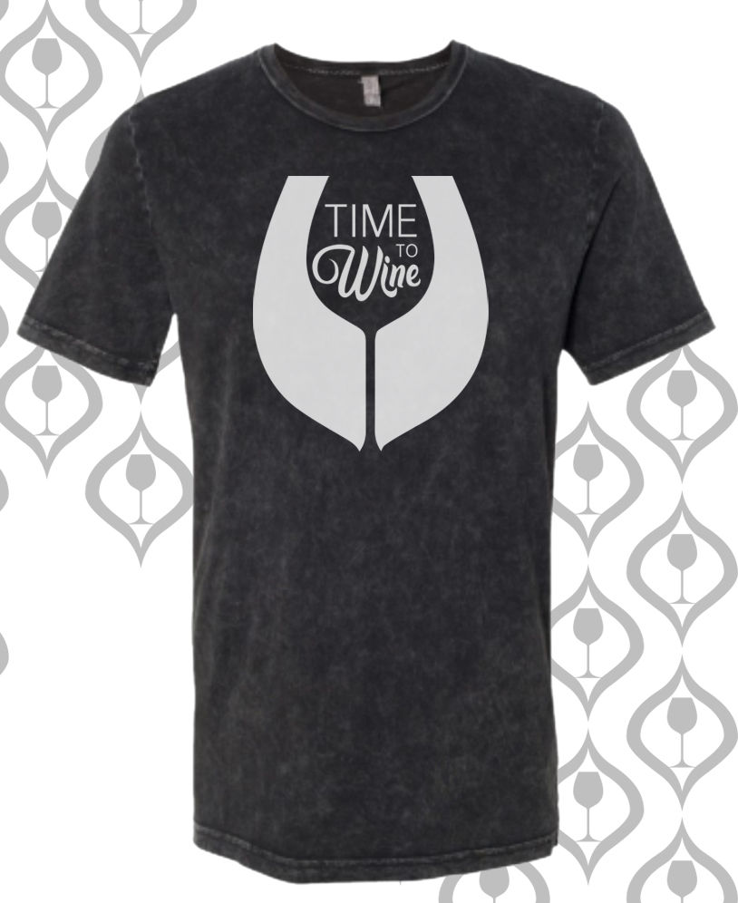 Thumbnail: Unisex Short Sleeve Tee Retro Time to Wine Black Mineral Wash