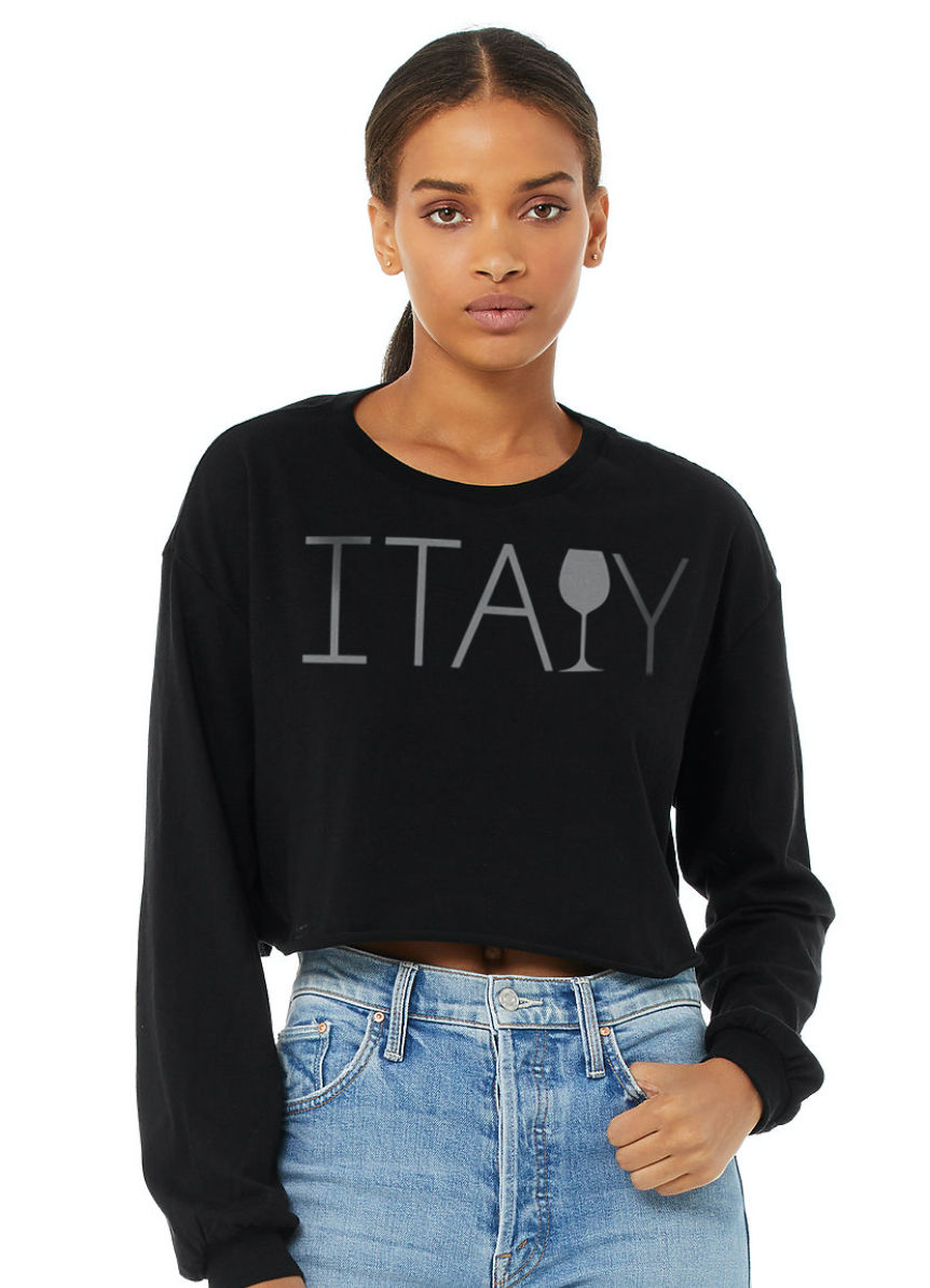 Thumbnail: Women's Cropped Long Sleeve Top Black Italy