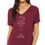 Thumbnail: Woman's Flowy V-Neck Top Boho Wine Floral Merlot