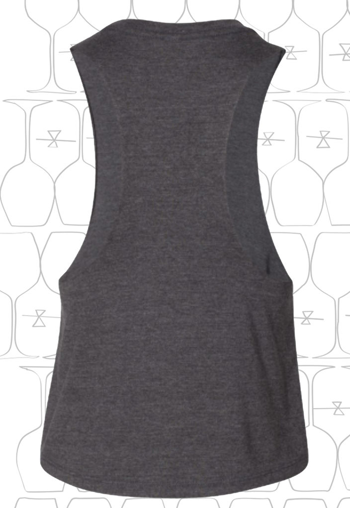 Thumbnail: Women's Racerback Crop Tank Boho Coffee Now Wine Later Dark Gray Heather