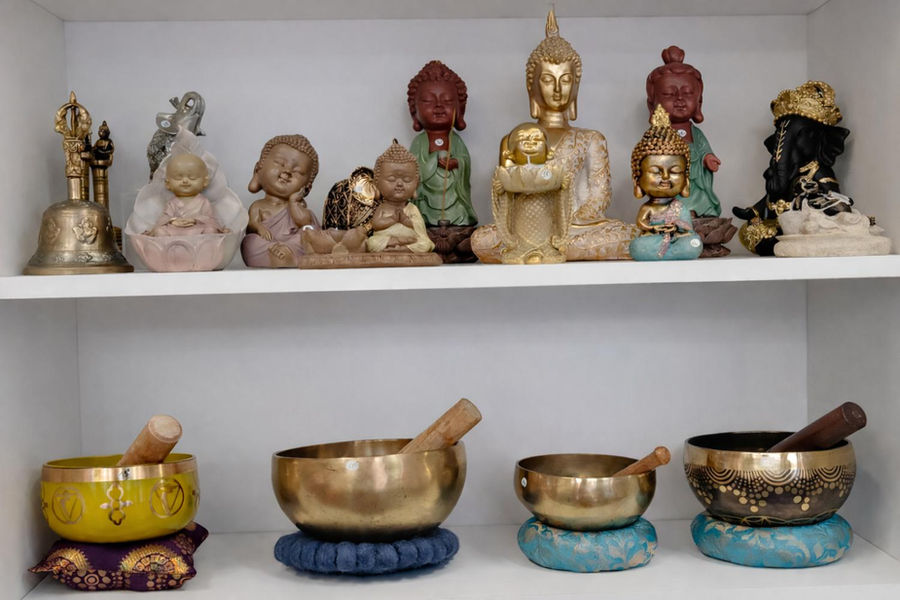 Figurines et statuettes exposées et soigneusement rangées dans une étagère