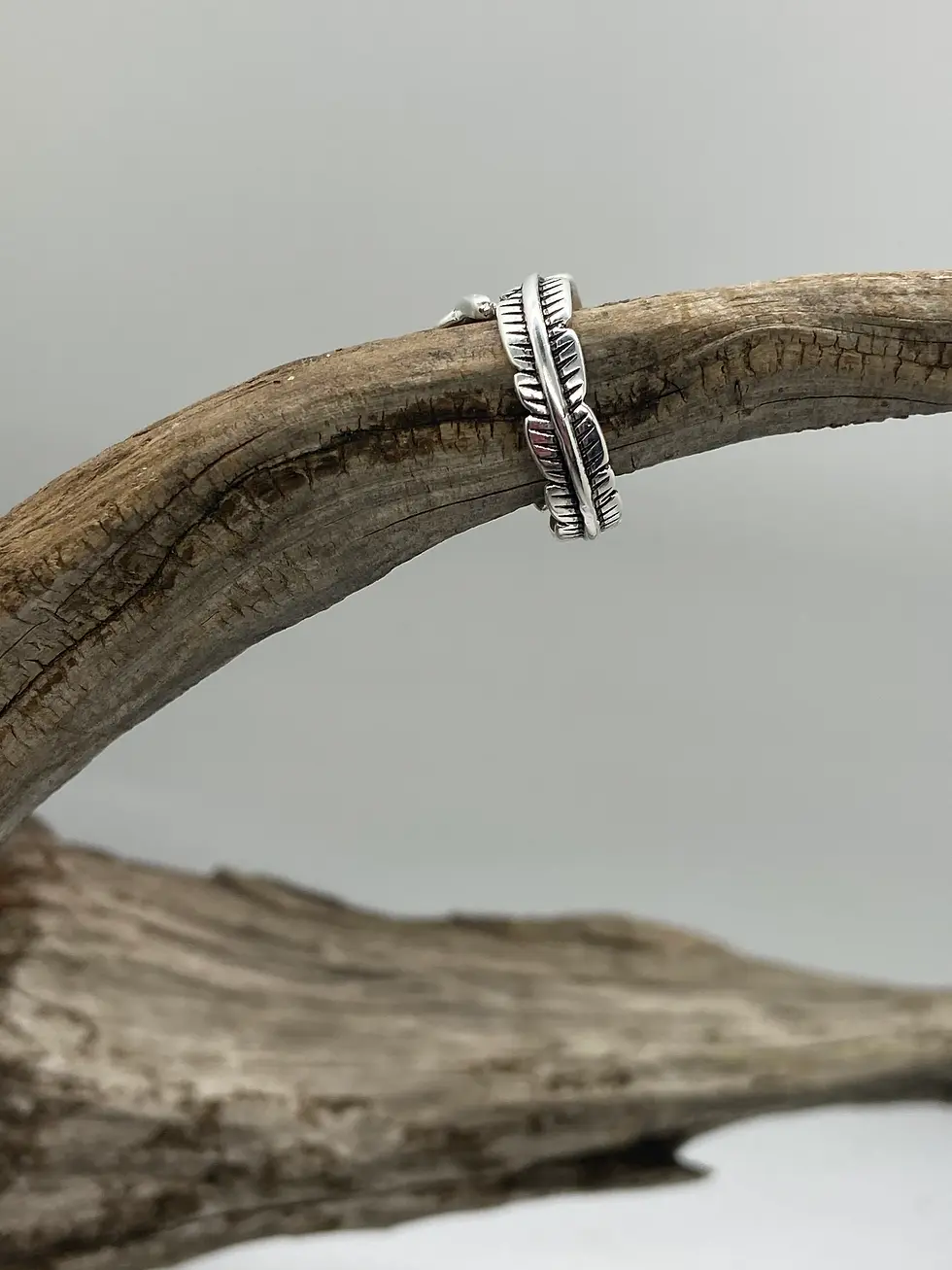 Thumbnail: Sterling Silver Feather Ring - Adjustable 925 Silver Memorial Jewelry for Loss  