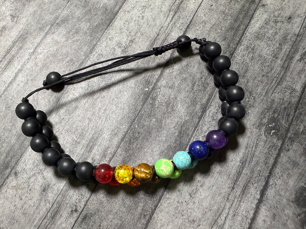 Thumbnail: Rainbow lava beads / chakra beads  beaded bracelets, unique gift idea, double co