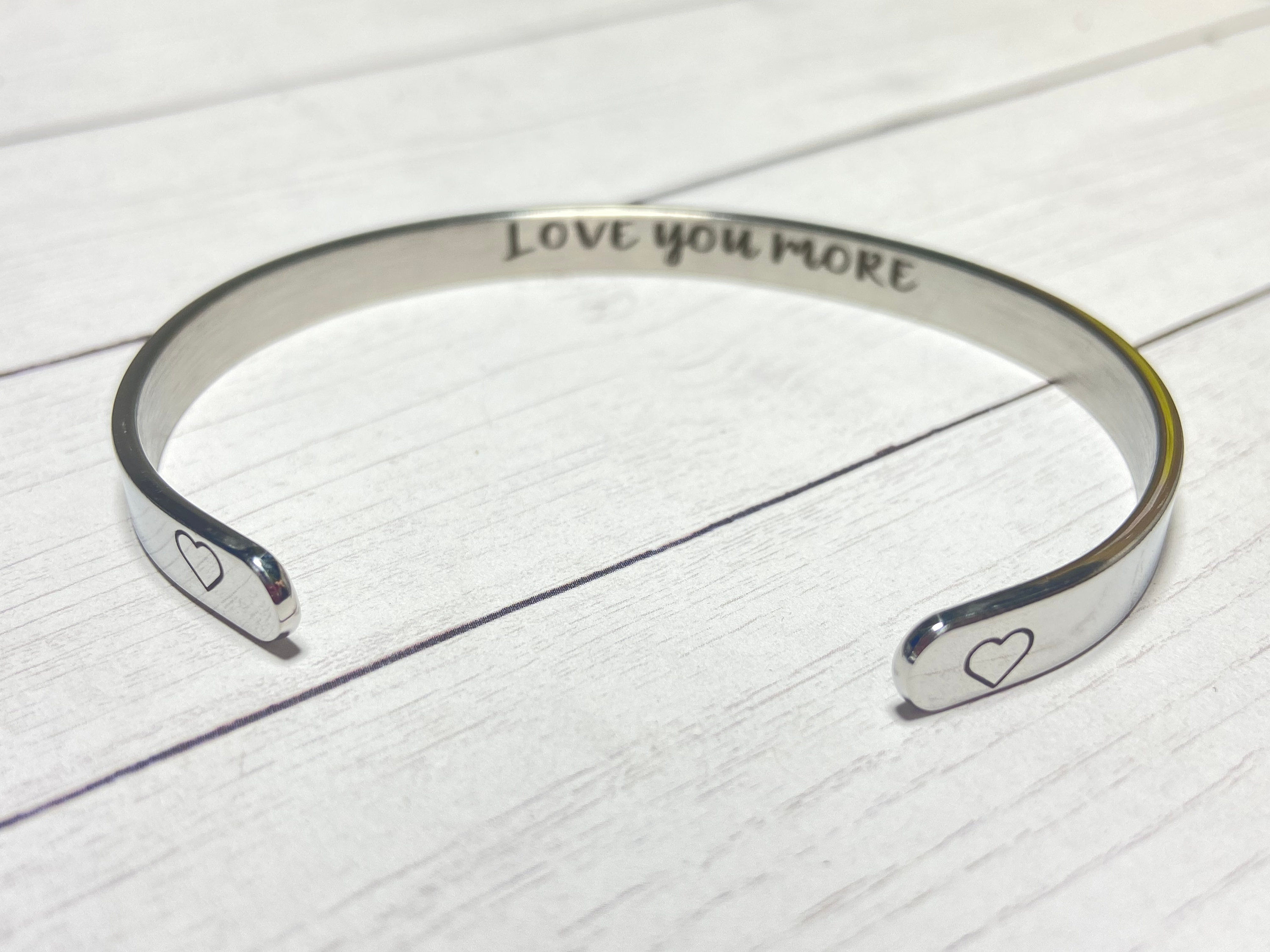 Love You More Gift - Engraved Stainless Steel Bracelet for Him & Her, I love you