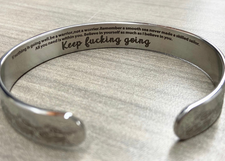Keep Fucking Going, Stainless steel bracelet, gift of encouragement, motivation