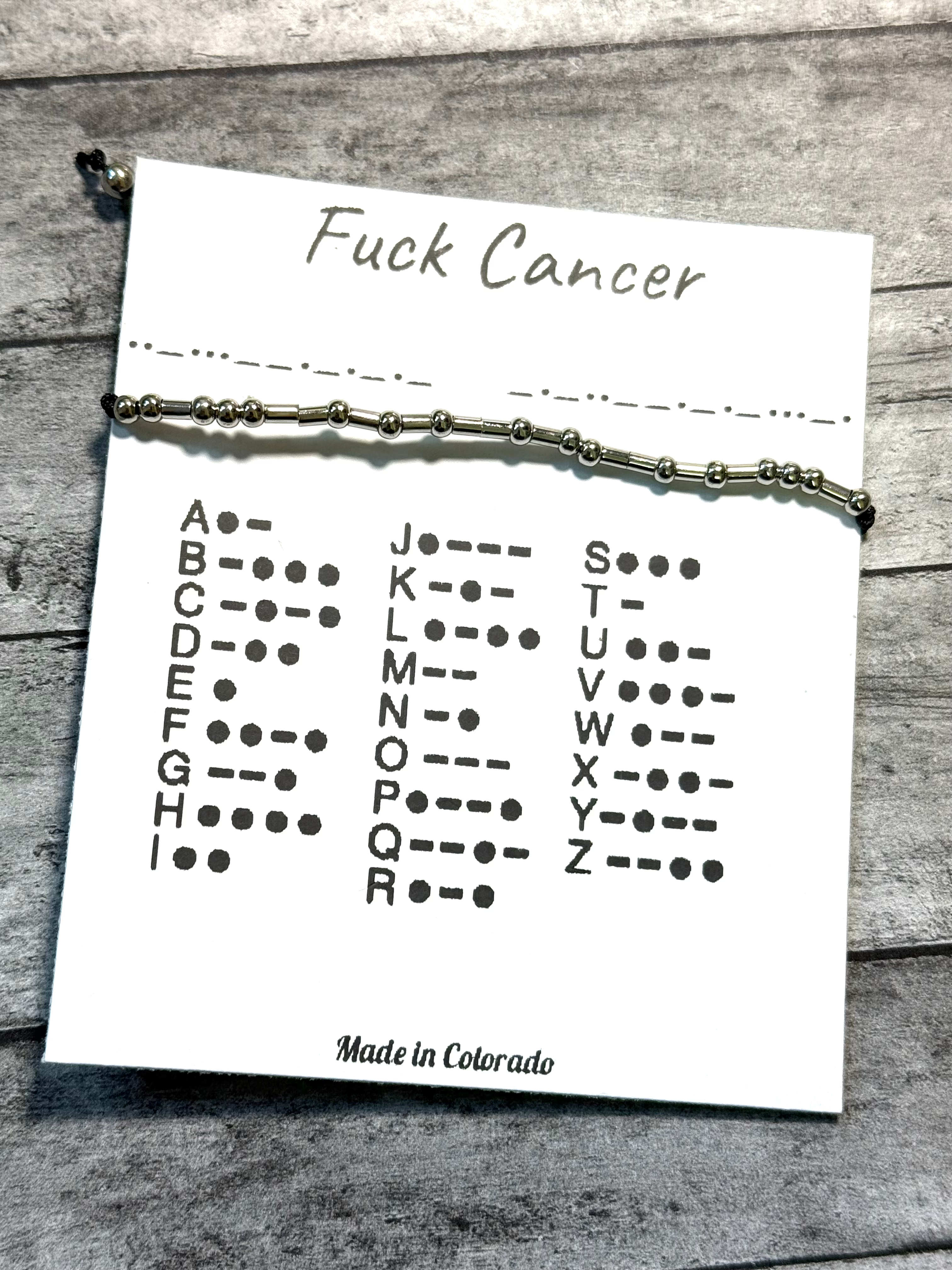 Fuck Cancer encouragement Morse Code bracelet for someone fighting cancer