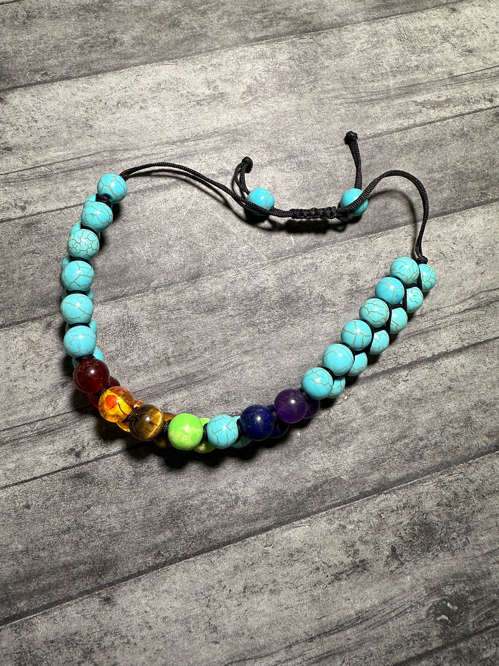 Thumbnail: Rainbow lava beads / chakra beads  beaded bracelets, unique gift idea, double co