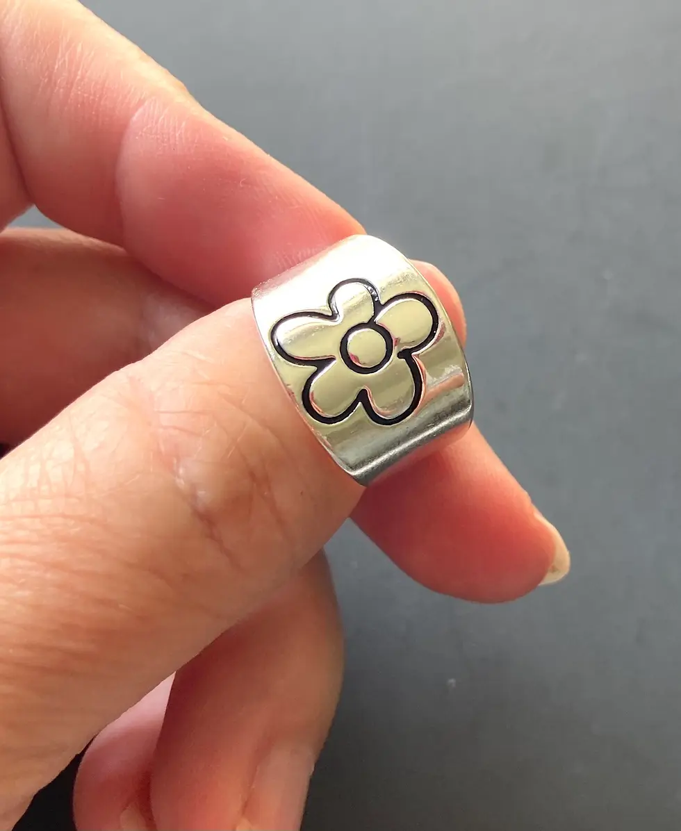 Thumbnail: Small Daisy Flower Ring, Flower Rings for Women, flower ring silver, adjustable 