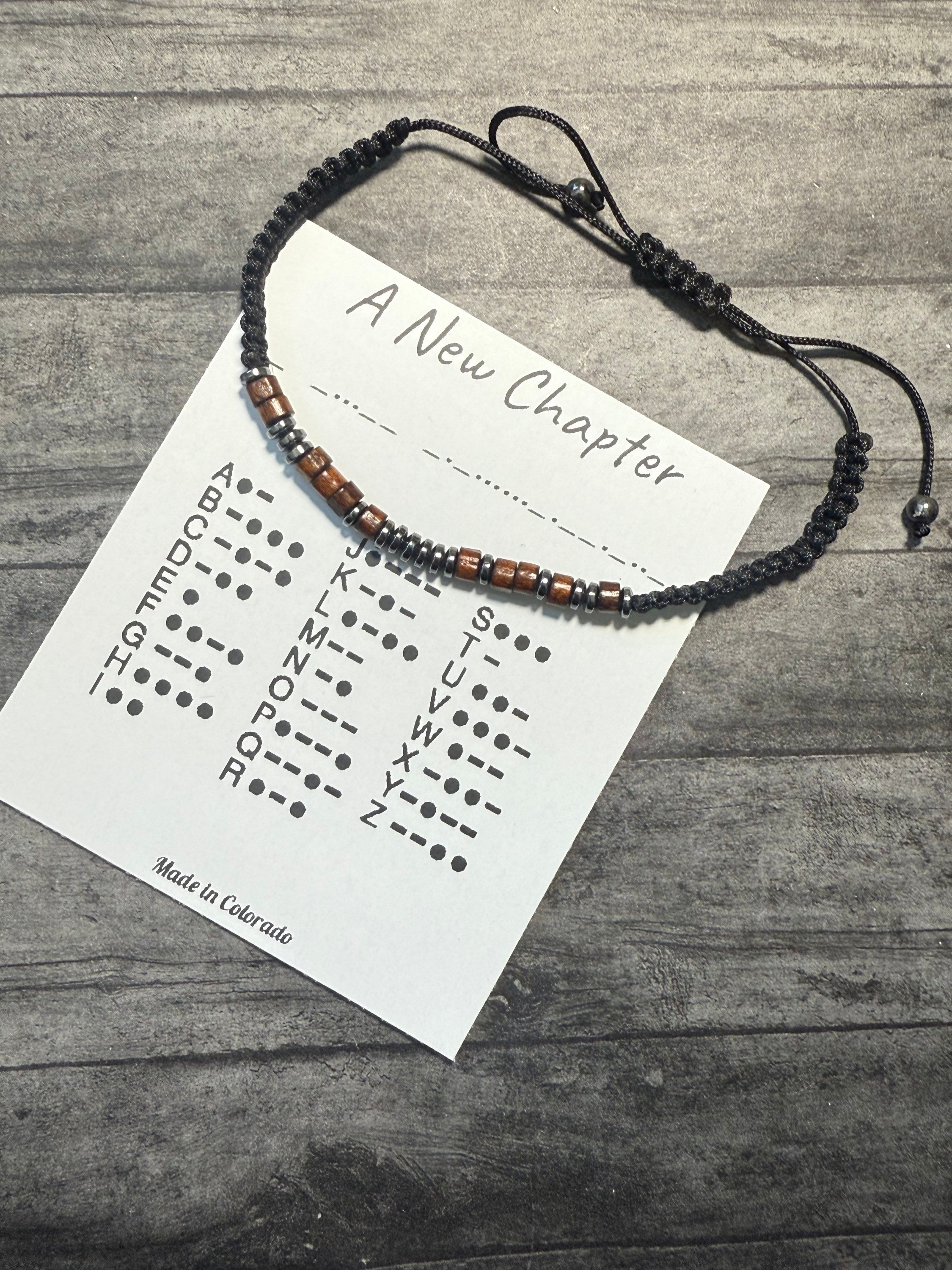 A New Chapter Morse Code bracelet, secret message, new beginnings, keep going