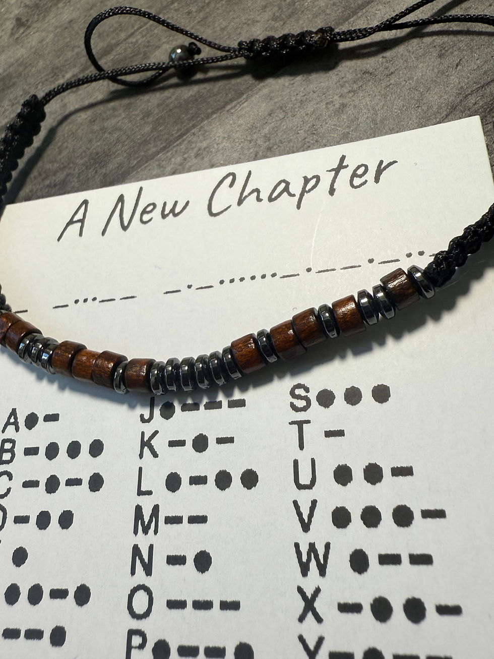 Thumbnail: A New Chapter Morse Code bracelet, secret message, new beginnings, keep going
