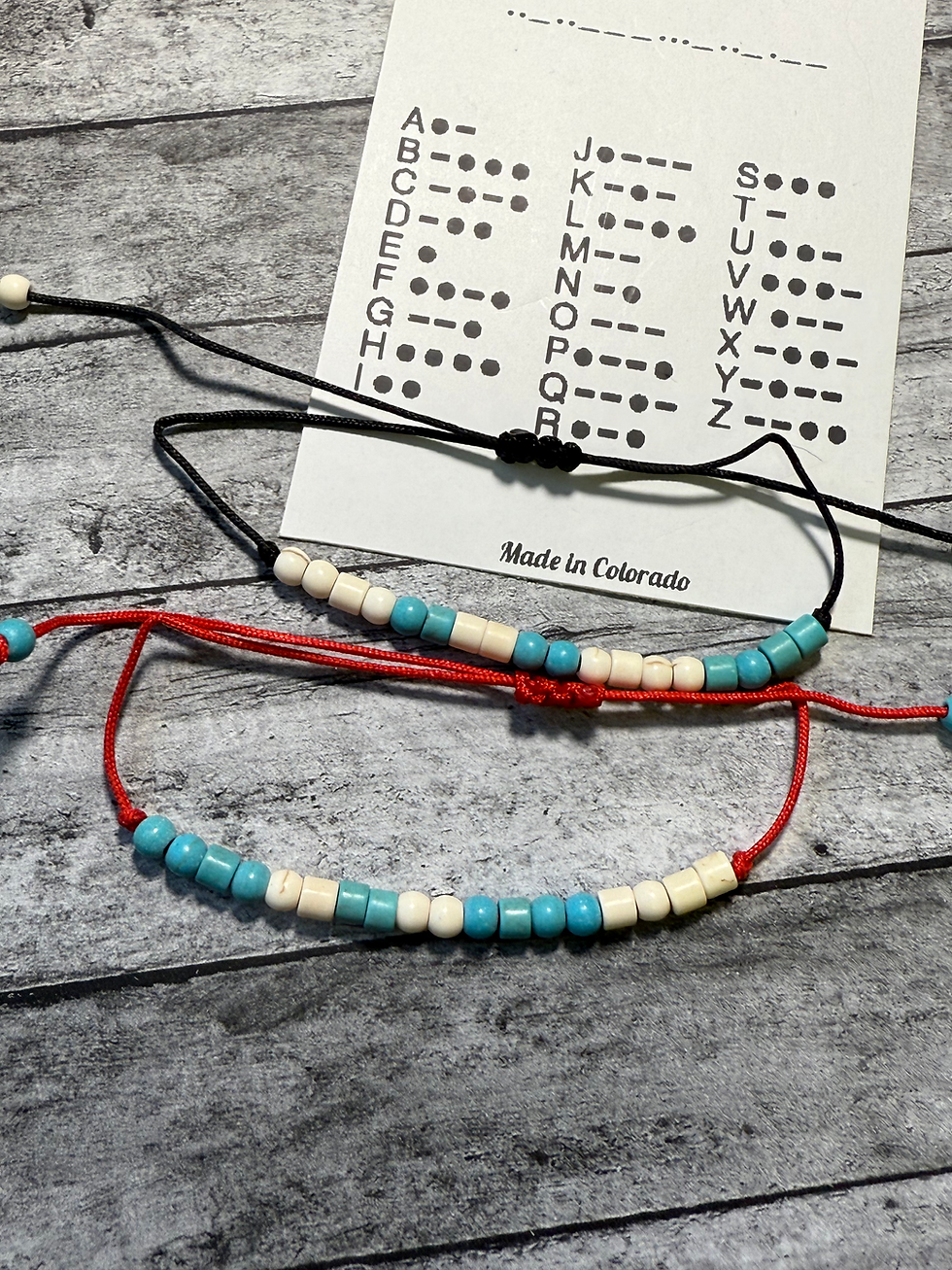 Thumbnail: Two piece set of family Morse Code adjustable bracelets 