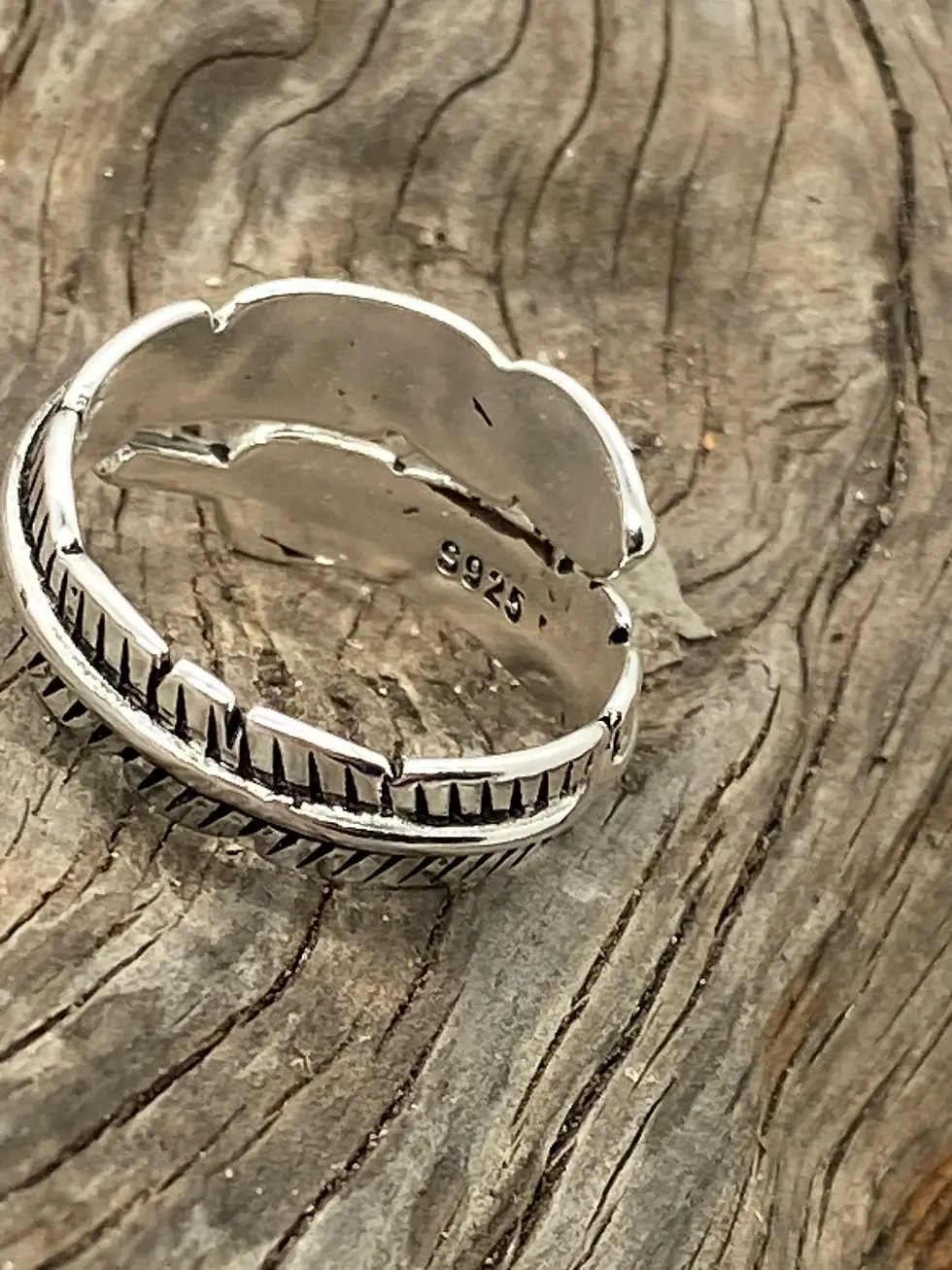 Thumbnail: Sterling Silver Feather Ring - Adjustable 925 Silver Memorial Jewelry for Loss  