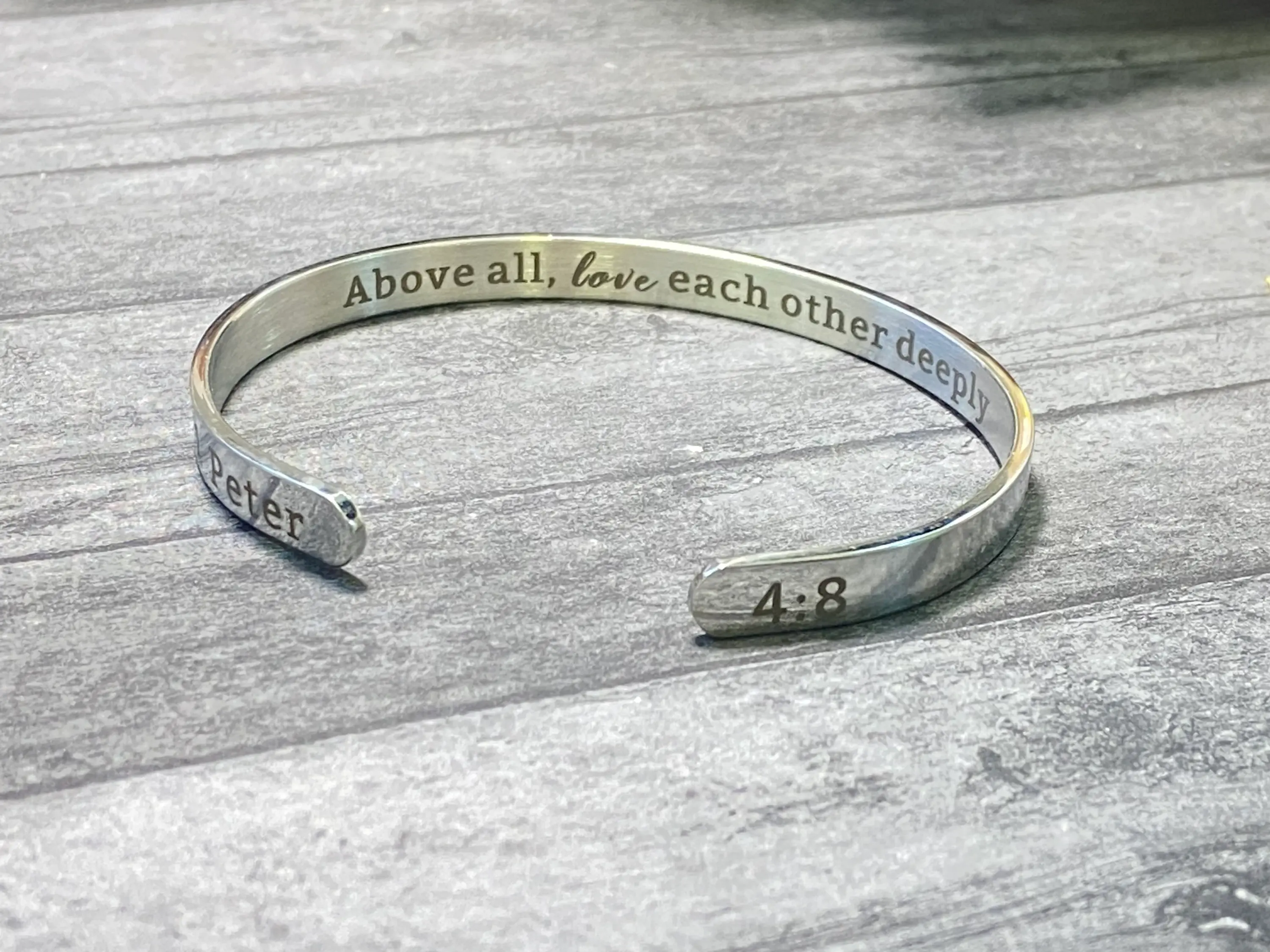 1 Peter 4:8 above all love each other deeply, Christian gift, bible verse jewelr