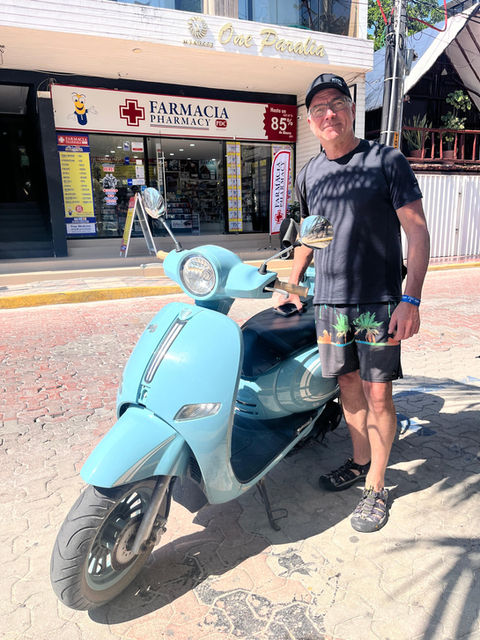 blue vitalia 150cc Scooter rental playa del carmen