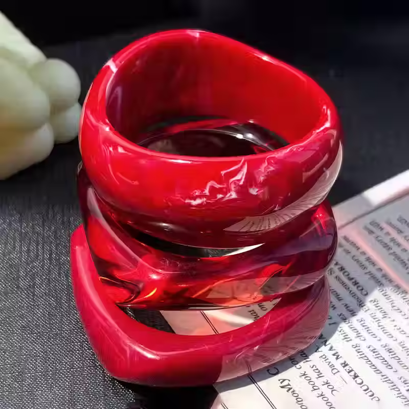 Ruby Red Resin Bracelet Collection