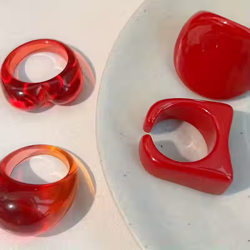 Прев'ю: Women's NFC Statement Resin Ring – Ruby Red Collection