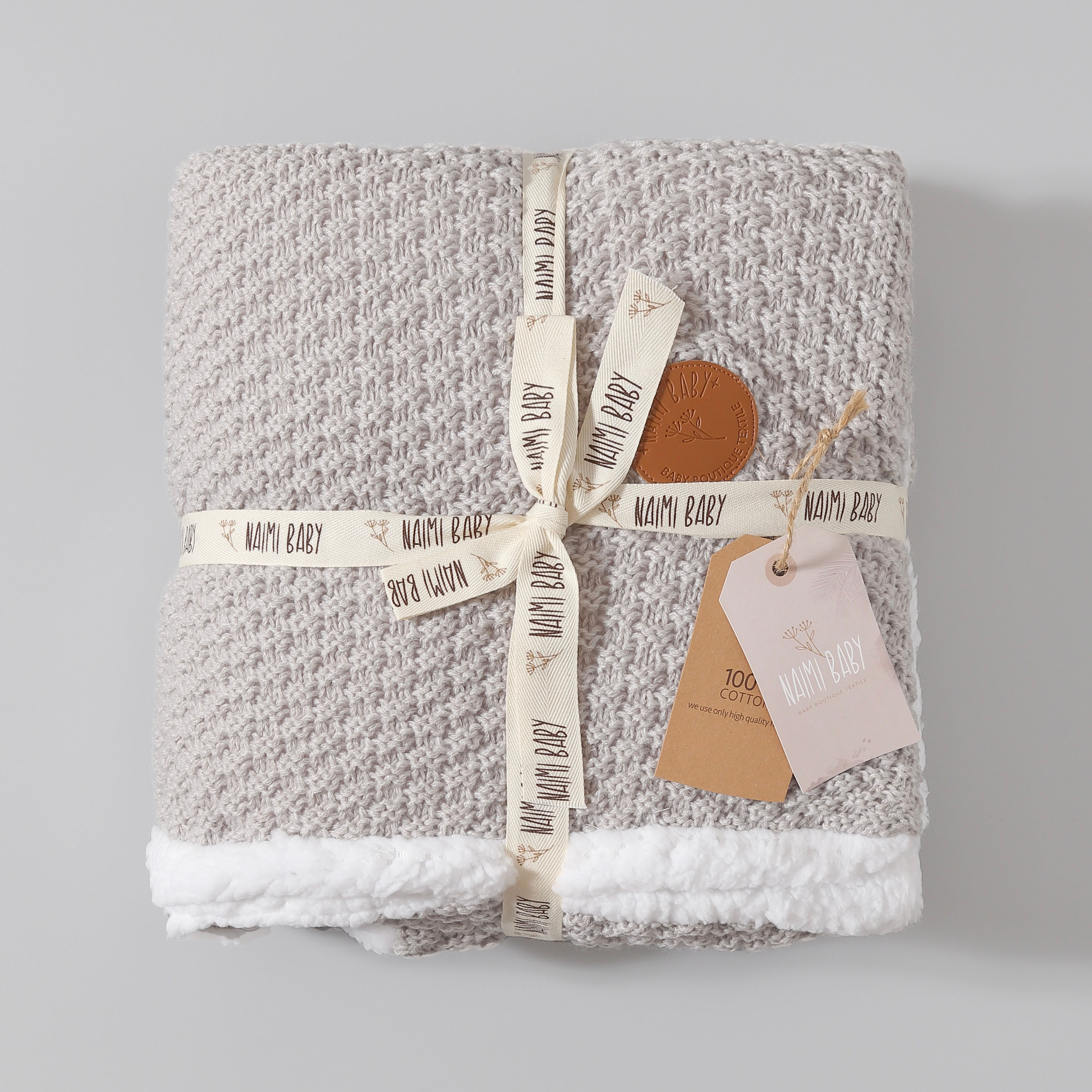 שמיכת חורף סרוגה צבע אפור