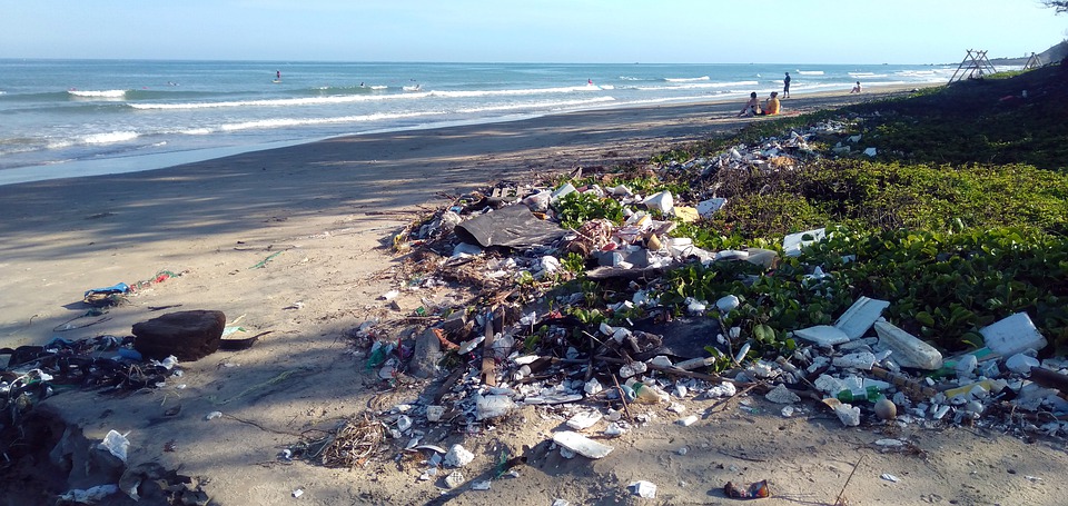 trash on the beach...