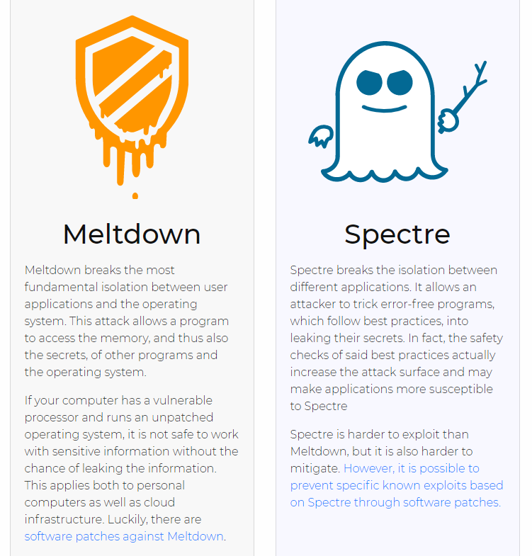Meltdown and Spectre, courtesy of https://meltdownattack.com/