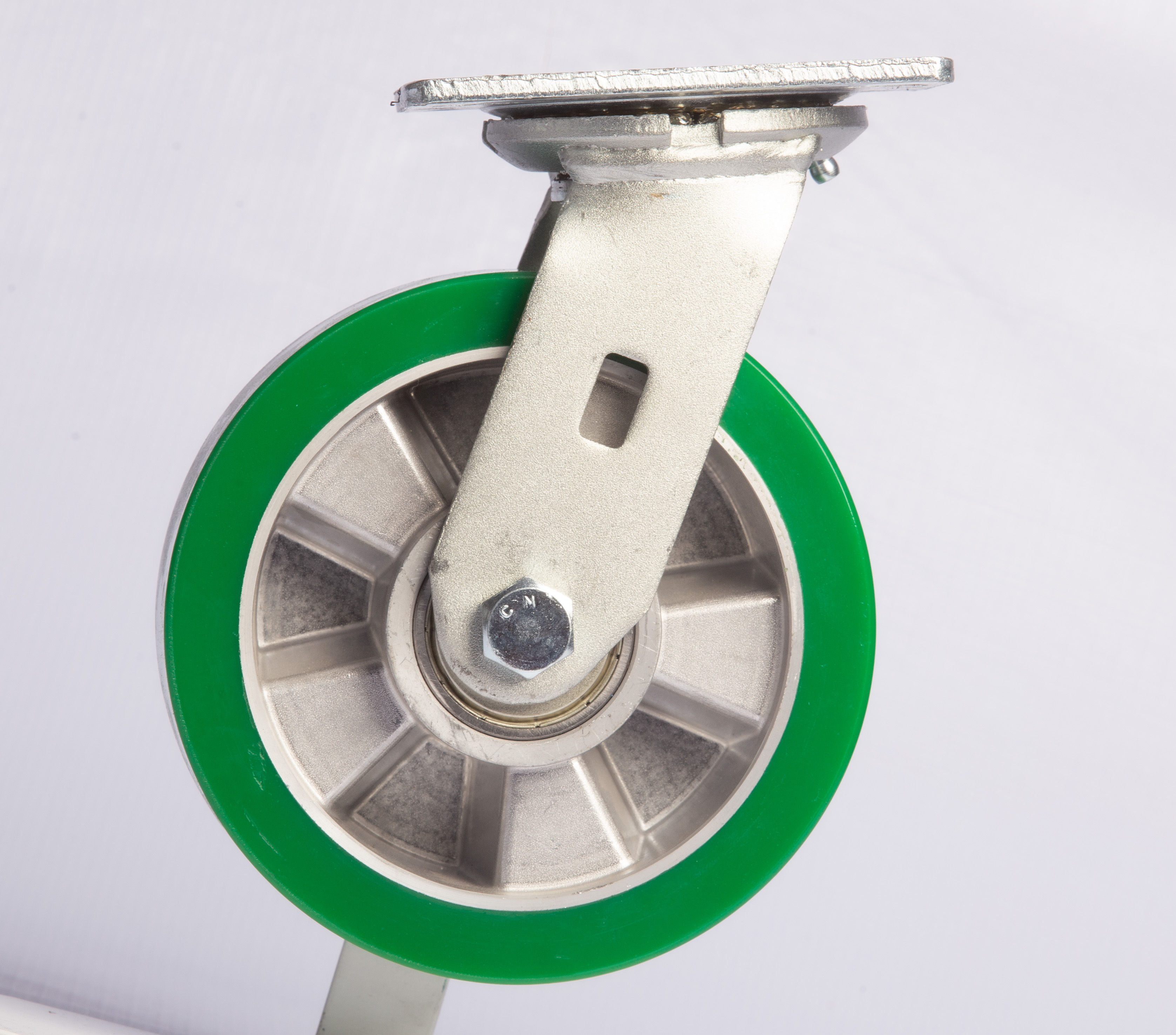 Rodaja Giratoria 6" X 50 Mm Aluminio Con Poliuretano Verde Flat