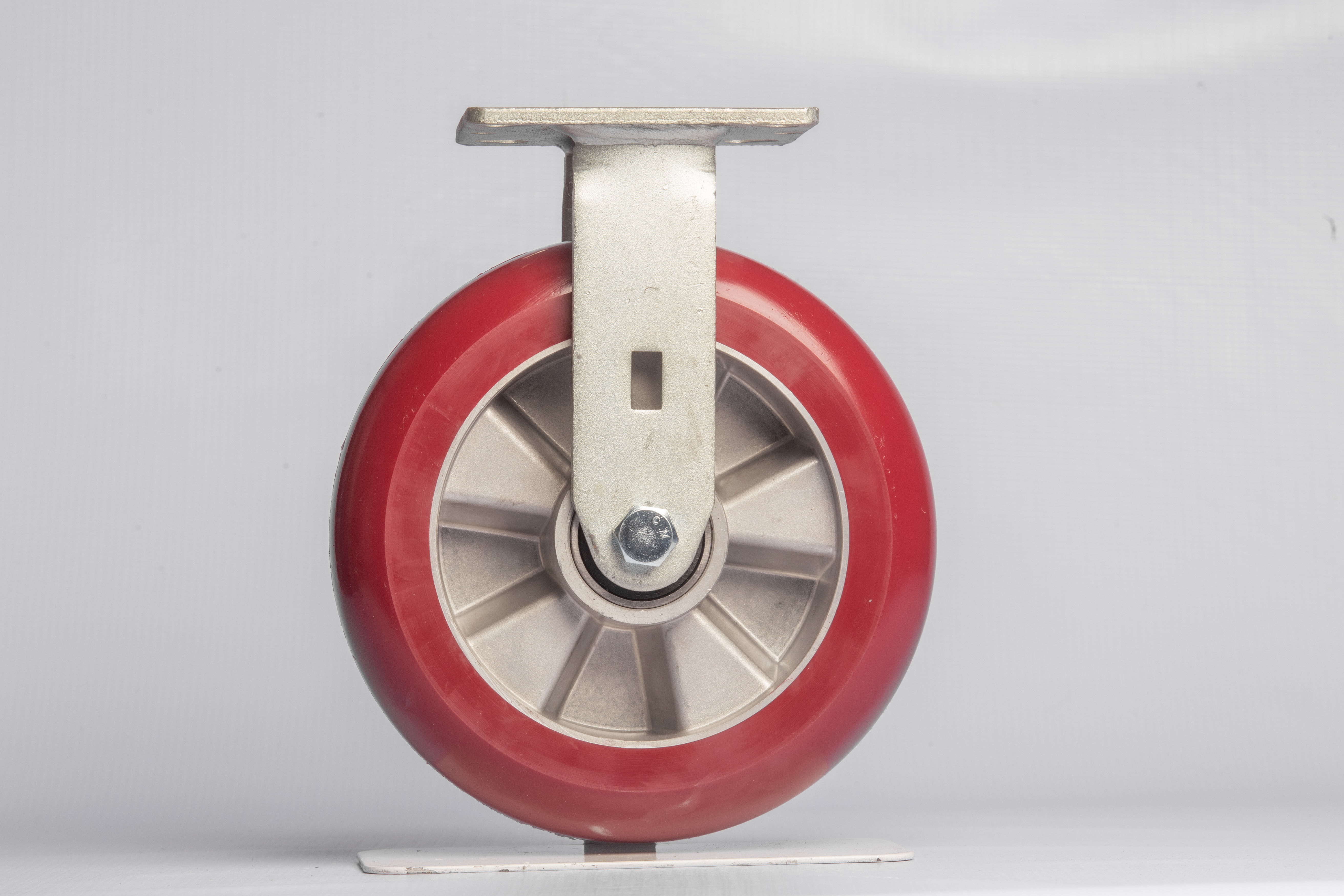 Rodaja Fija 8" X 50 Mm Aluminio Con Doble Vulcanizado En Poliuretano Tipo Balon