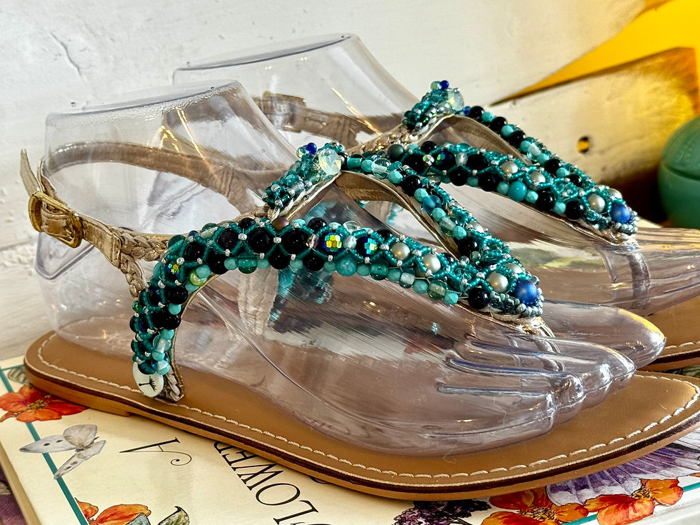 Thumbnail: Custom **SOLD** Boho Soul Upcycle Sandals -Size 4