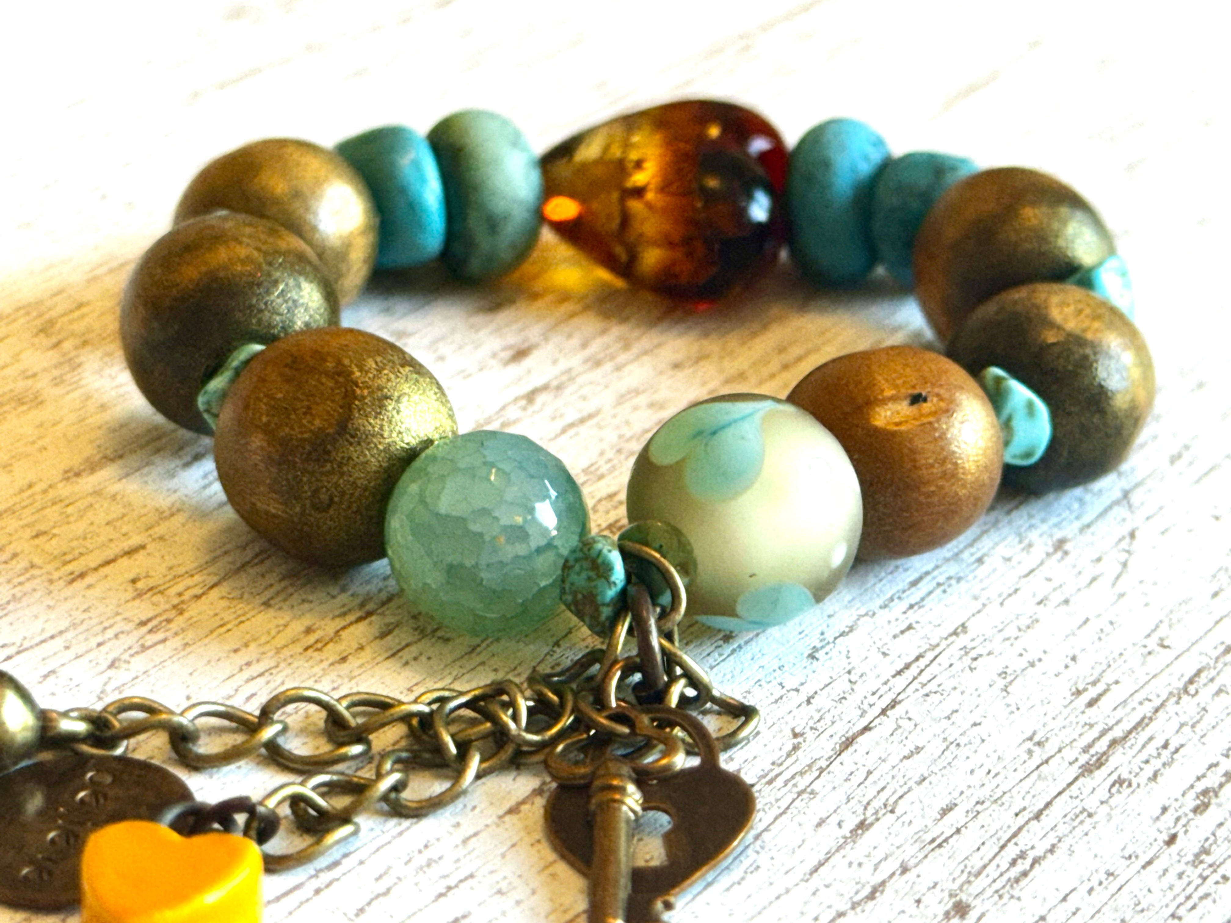 Boho Natural Gemstone " Heart of Murano" Bracelet
