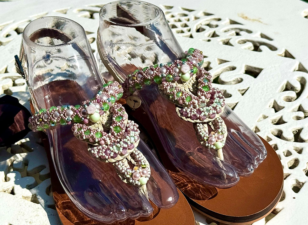 Thumbnail: Custom **SOLD** Boho Beach Soul Upcycle Sandals -Size 4