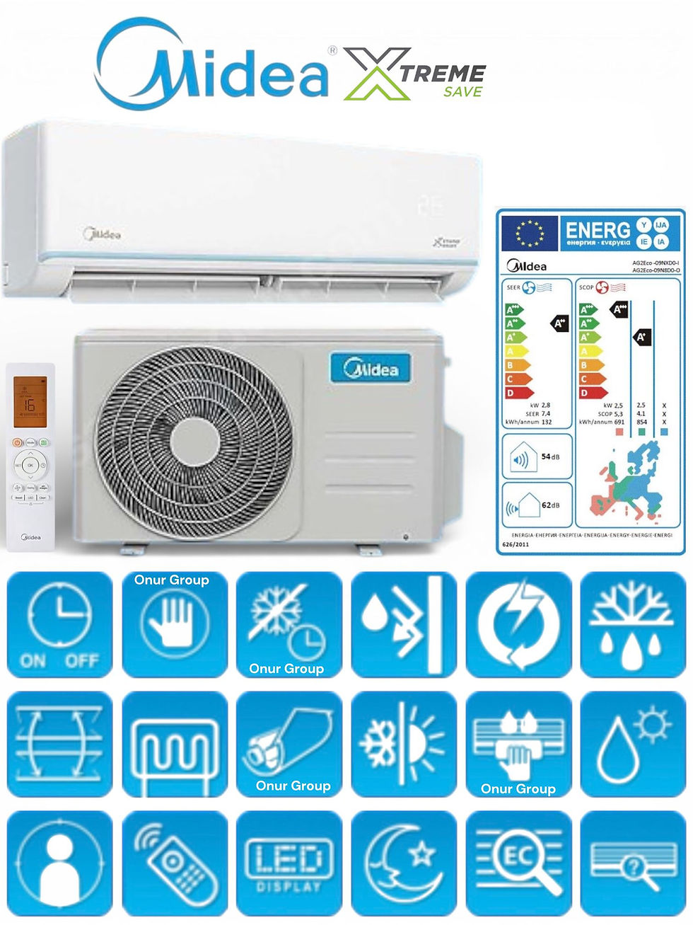 Midea Xtreme Save Duvar Tipi 24.000 Btu İnverter Klima AG2Eco-24NXD0-I