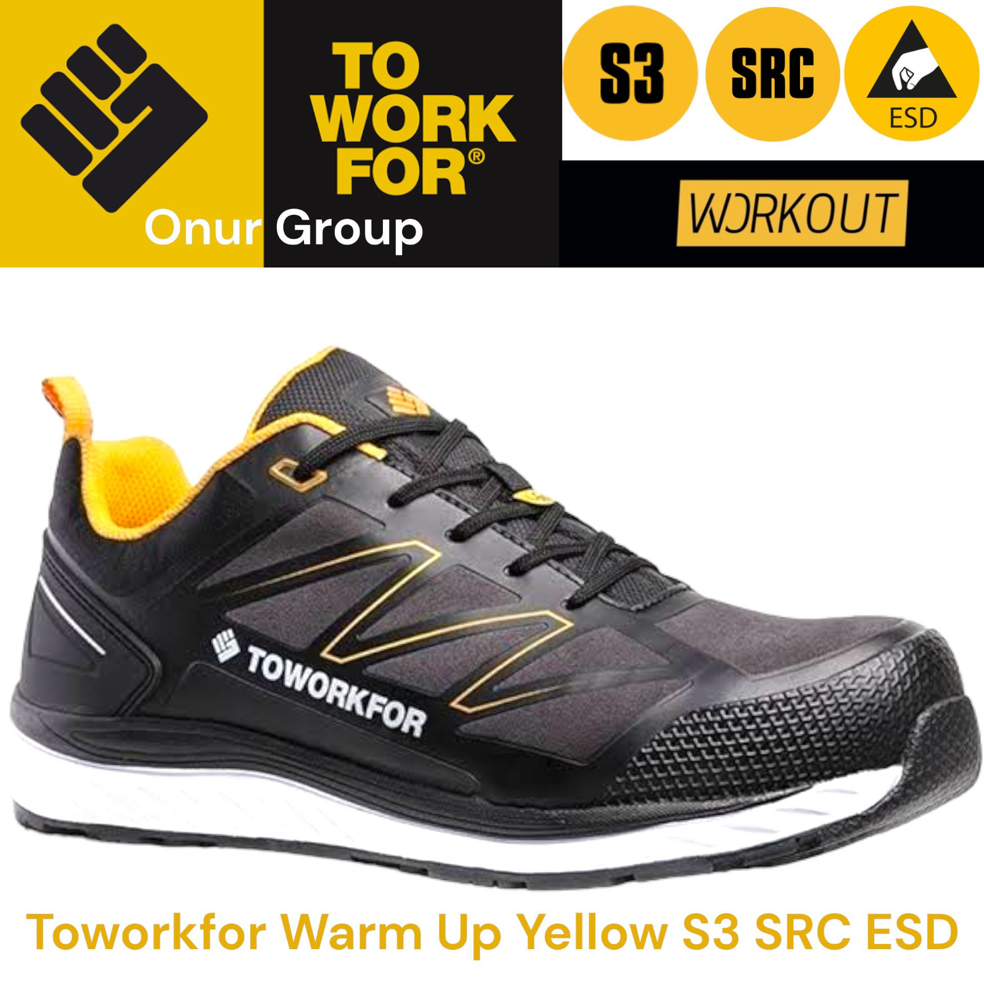 Toworkfor Warm Up Yellow S3 SRC ESD WRU  İş Ayakkabısı