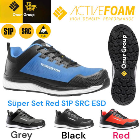 Toworkfor Süper Set Blue I S1P I SRC I ESD I İş Güvenlik Ayakkabısı