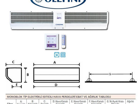 Olefini KEH-44 Monoblok Isıtıcılı Hava Perdesi 120 cm