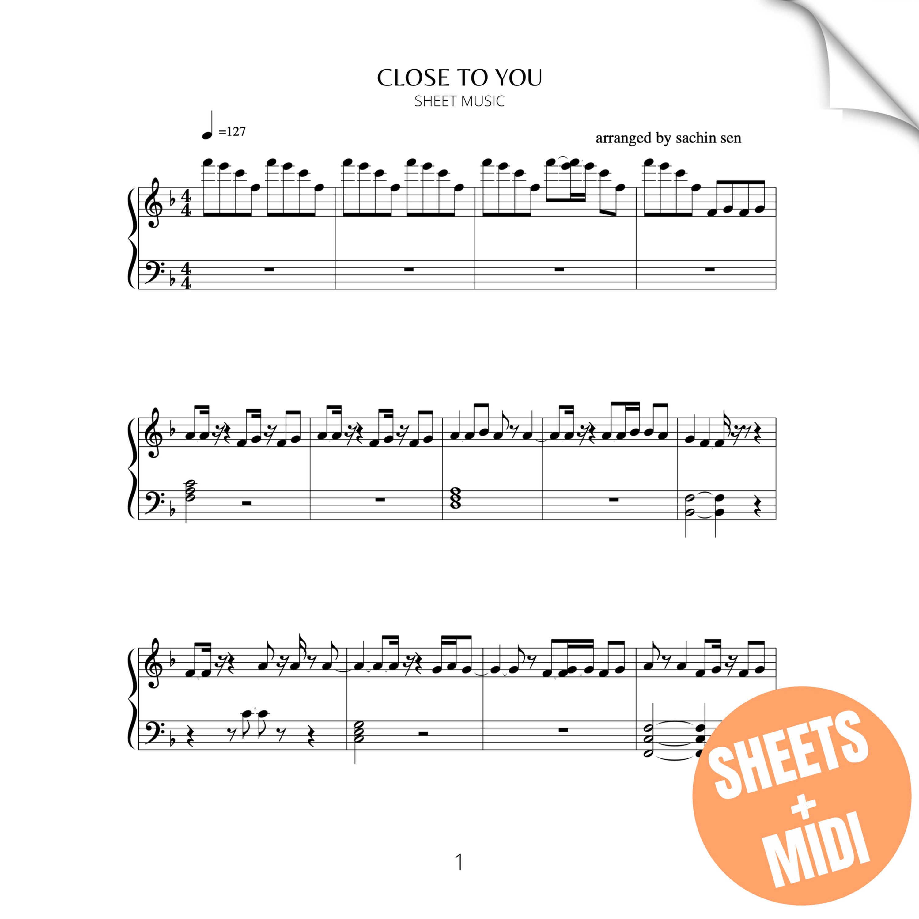 Close to You (SHEET MUSIC & MIDI)