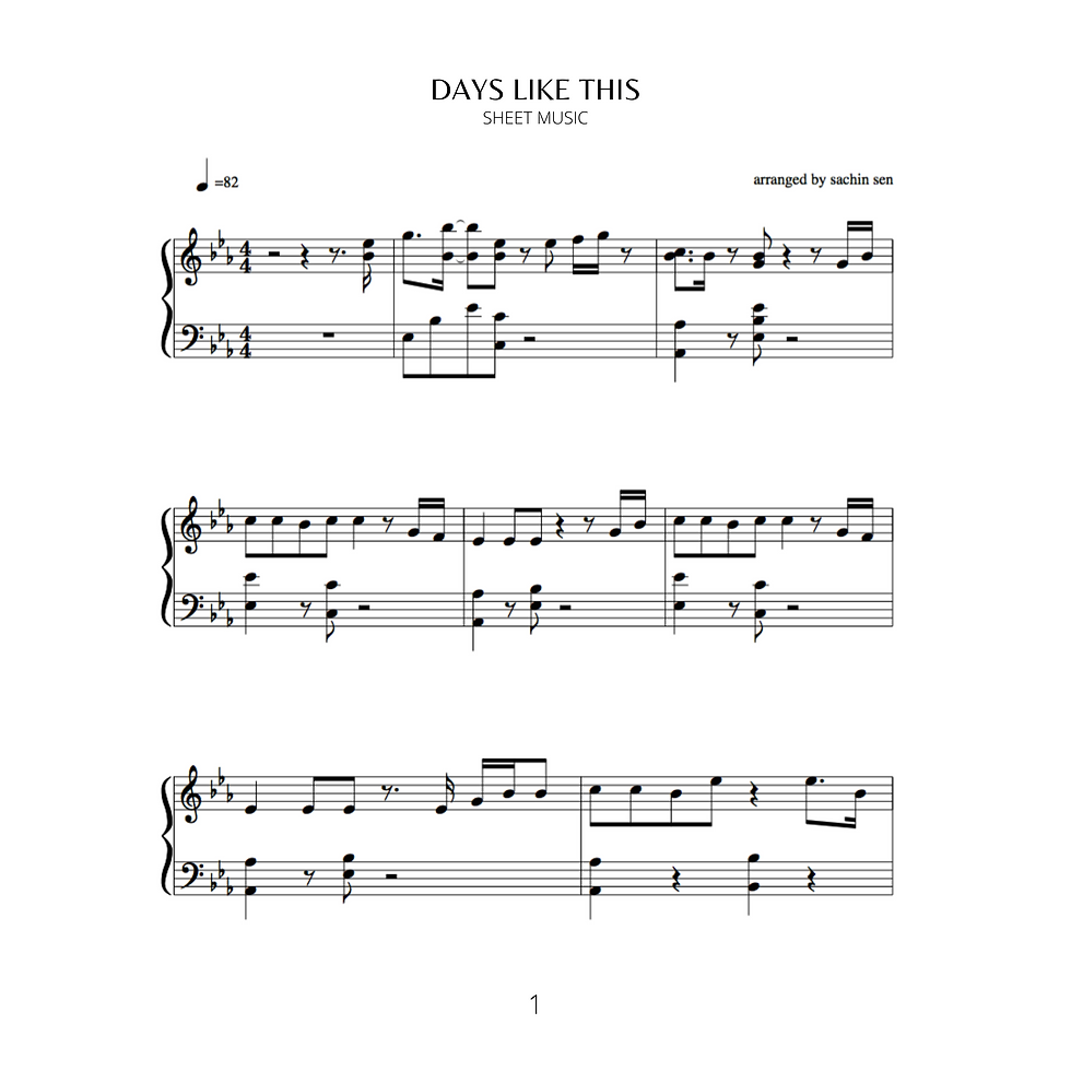 Days Like This (SHEET MUSIC & MIDI)