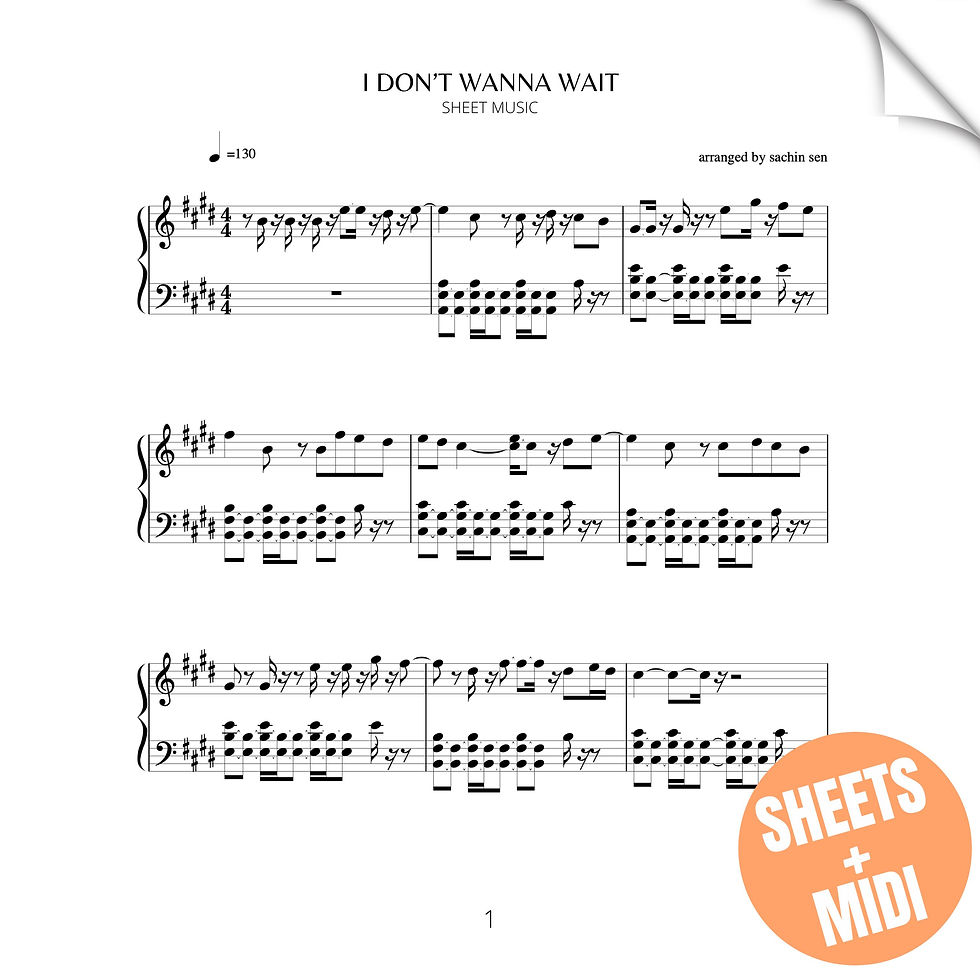 I Don't Wanna Wait (SHEET MUSIC & MIDI)
