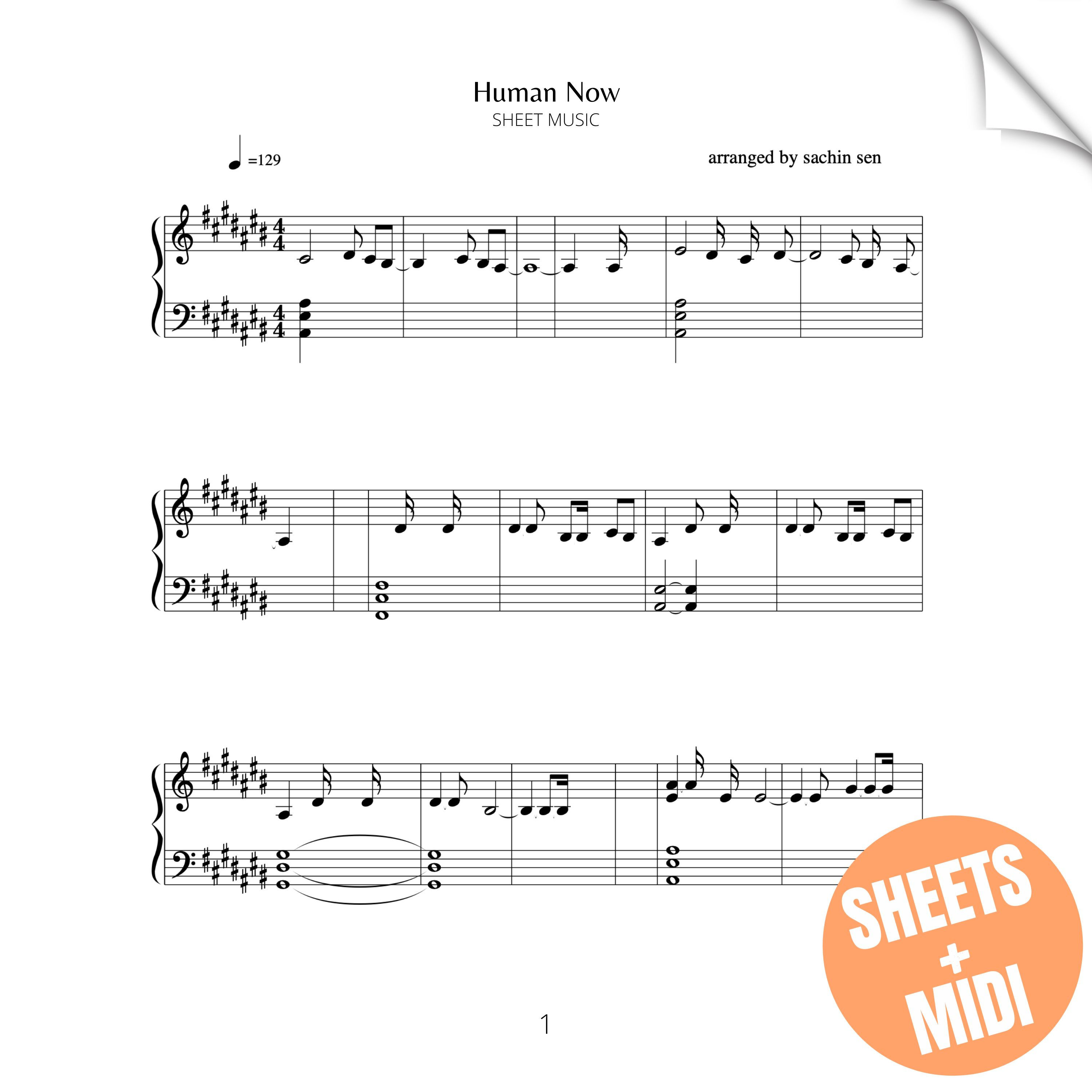 Human Now (SHEET MUSIC & MIDI)