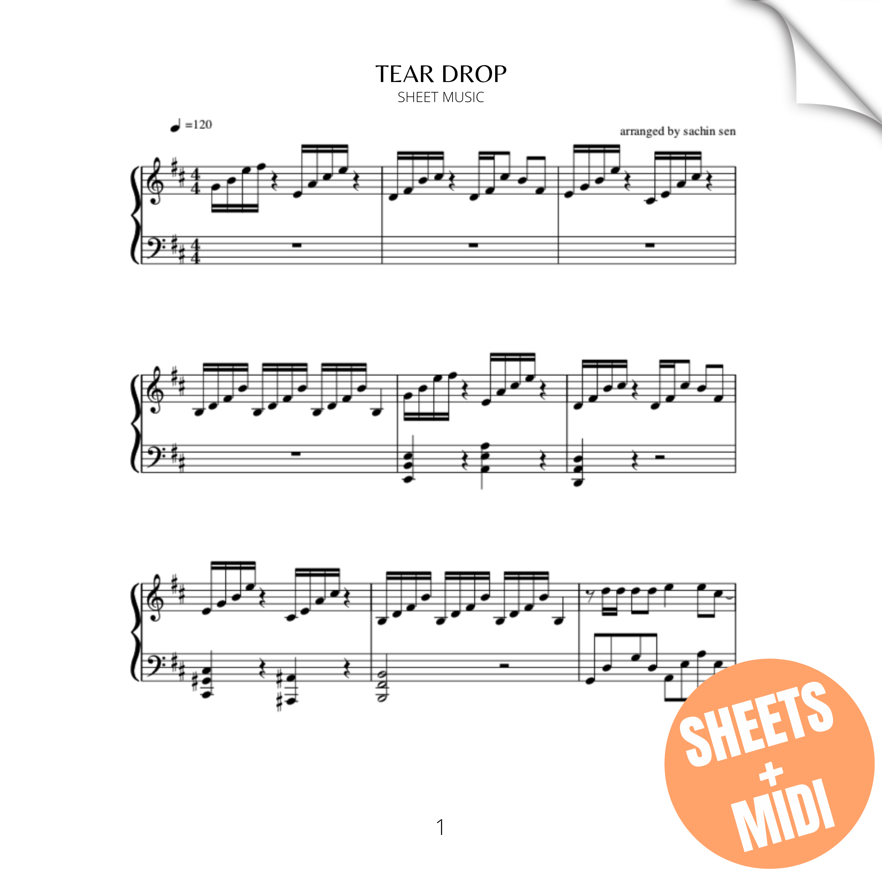 Tear Drop (SHEET MUSIC & MIDI)