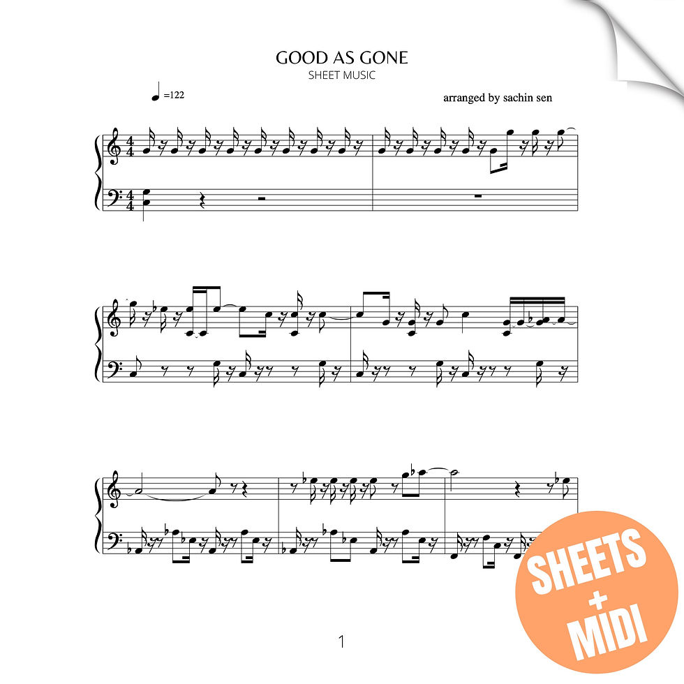 Good As Gone (SHEET MUSIC & MIDI)